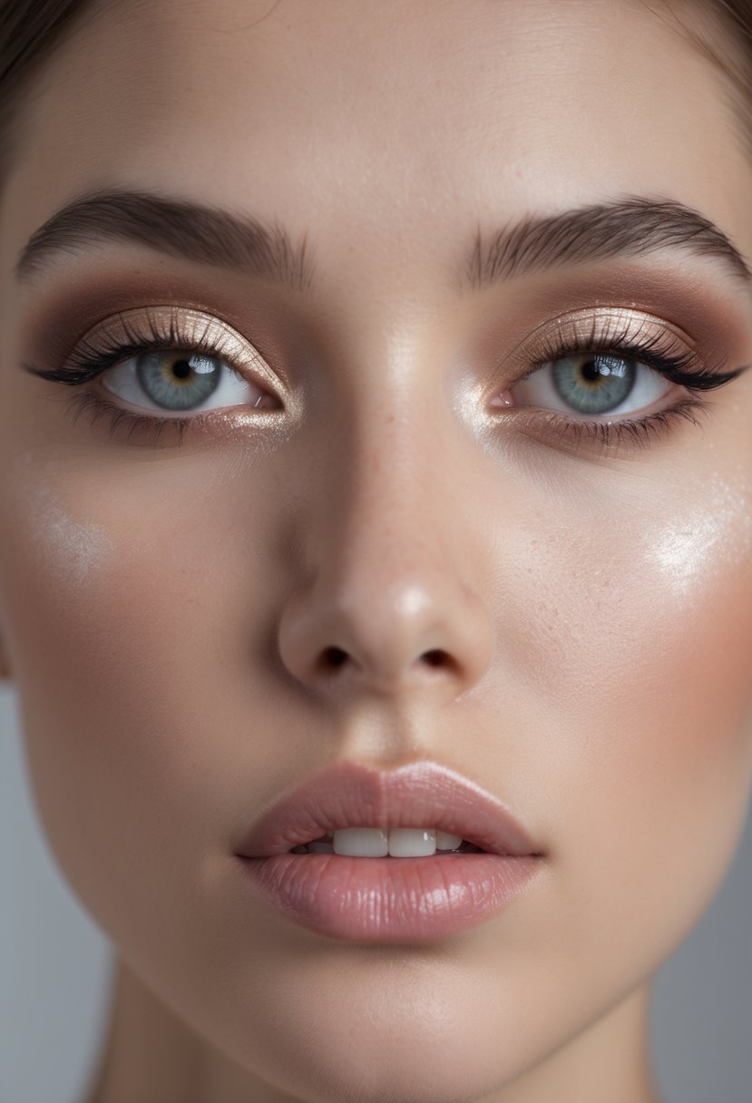 Close-up of a person with hooded eyes wearing detailed eye makeup that highlights their eyes.