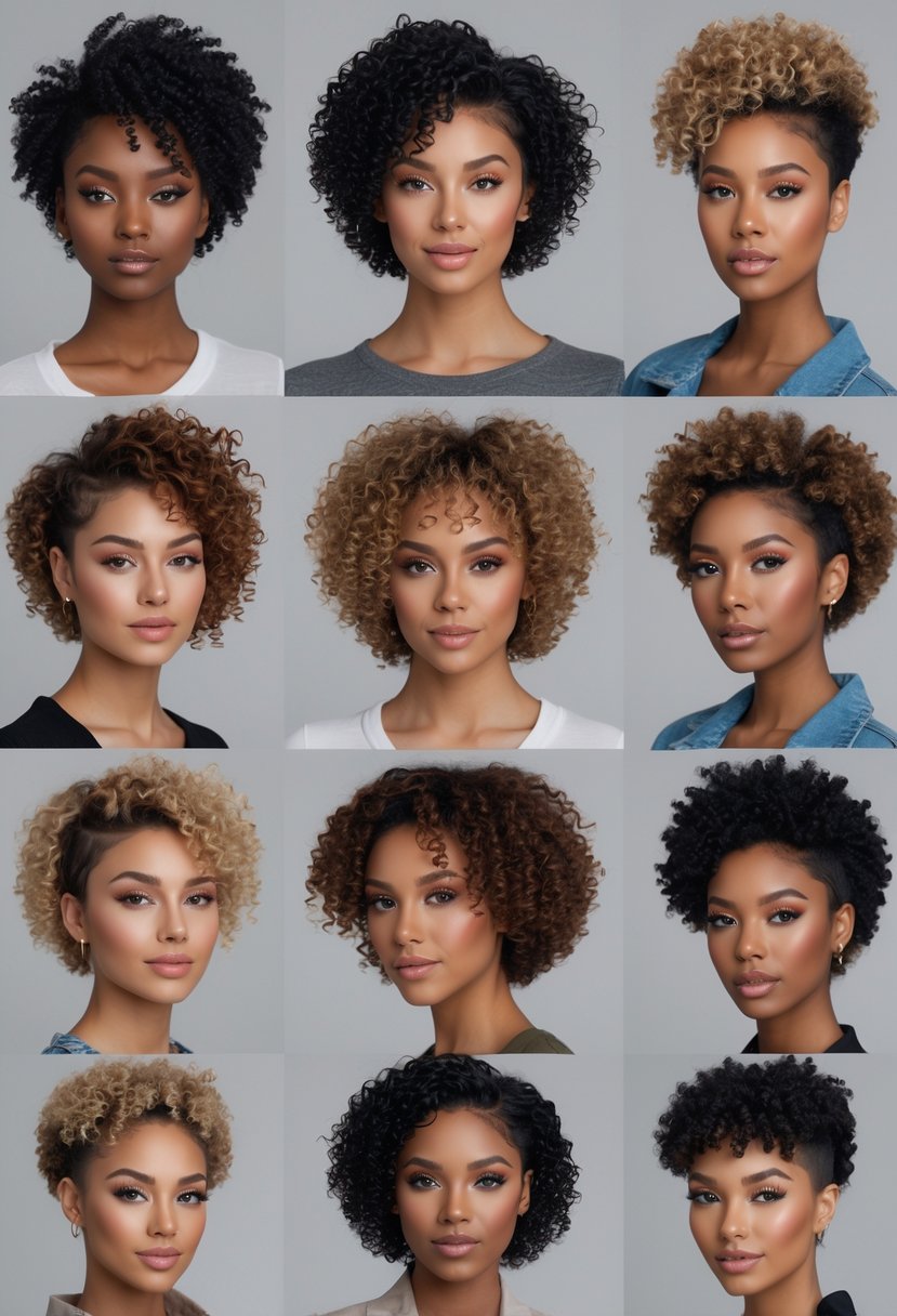 Group of 11 people with short curly haircuts standing against a neutral background.
