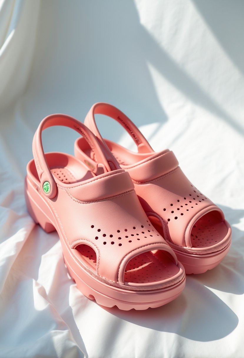 A pair of women's platform sandals with wide colorful straps and thick soles displayed on a white background.