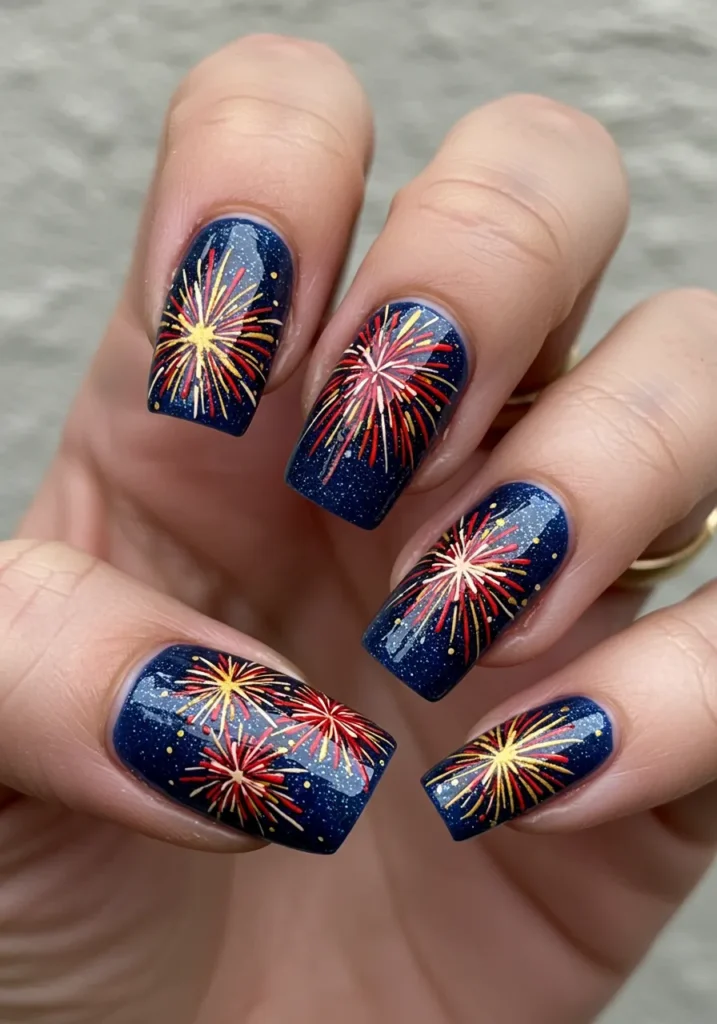 Firework-Inspired Nail Art