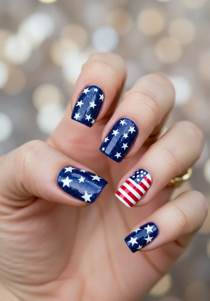 Star-Spangled Accent Nails